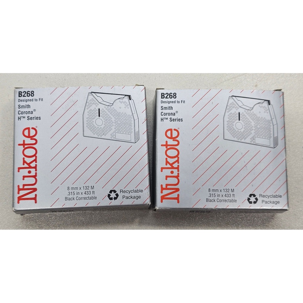 Nukote B268 Black Correctable Typewriter Ribbon 2 Pack for Smith Corona H Series